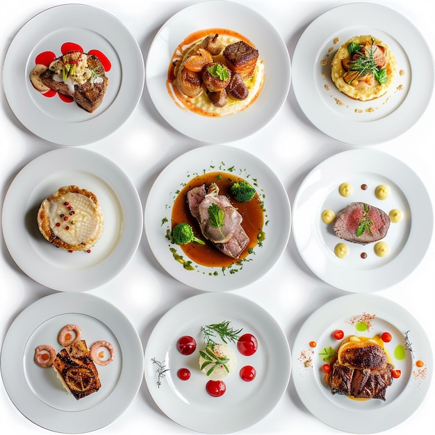 Тарелки с разными блюдами